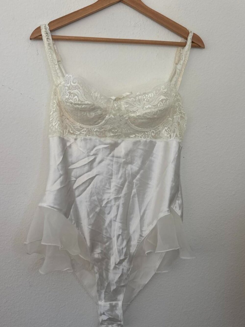 Vintage Victoria's Secret white lace bodysuit with floral embroidery